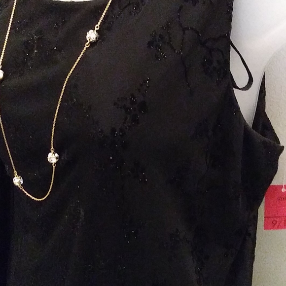 Fab black evening dress embroidered w/ jet fabri - Picture 3 of 11